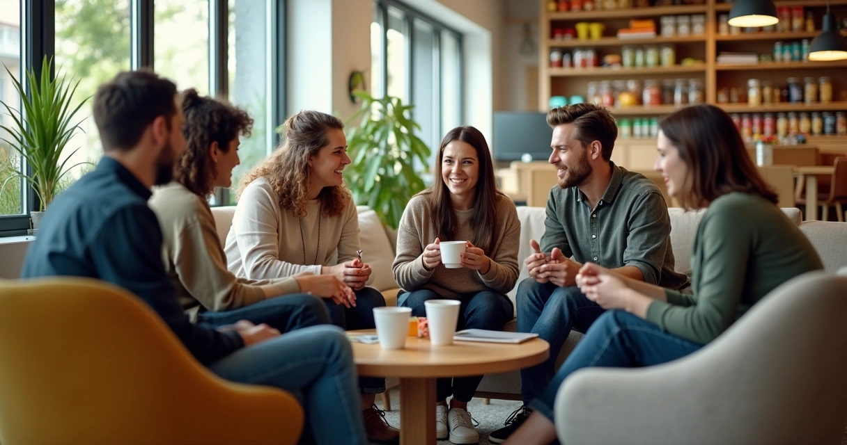 Colaboradores em escritório fazendo pausa juntos 