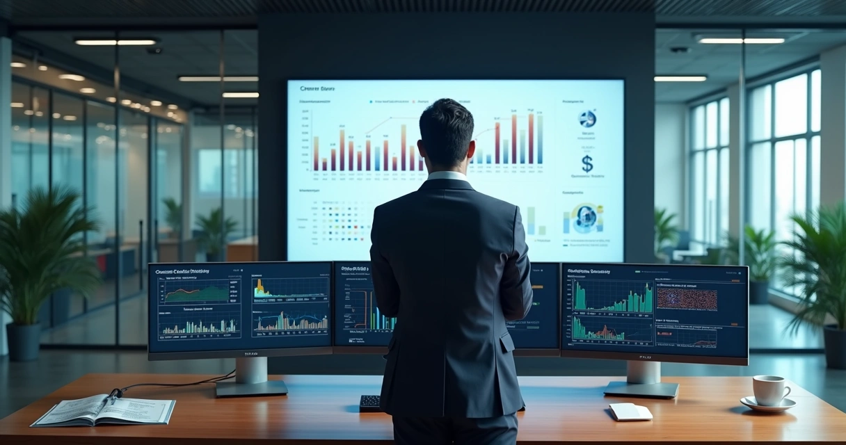 Gestor observa dashboard com economia gerada por autoatendimento