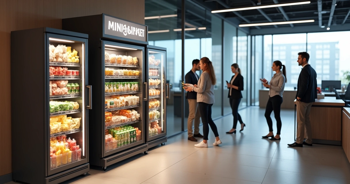 Mini mercado modular em empresa moderna 